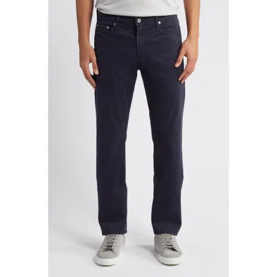 Ag Everett Sueded Stretch Sateen Slim Straight Leg Pants In New Navy