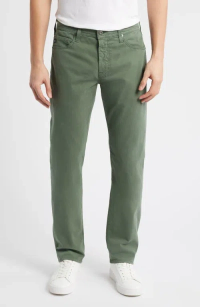 Ag Everett Sueded Stretch Sateen Slim Straight Leg Pants In Seaside Se