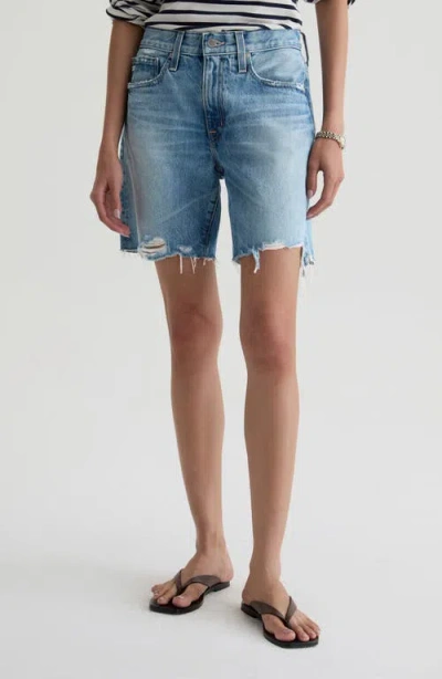 Ag Ex Boyfriend Denim Bermuda Shorts In Sierra Meadow In Blue