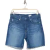 Ag Ex-boyfriend Raw Hem Denim Bermuda Shorts In Beryl Blue