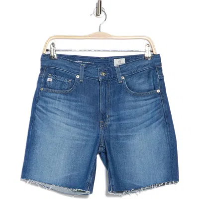 Ag Ex-boyfriend Raw Hem Denim Bermuda Shorts In Beryl Blue