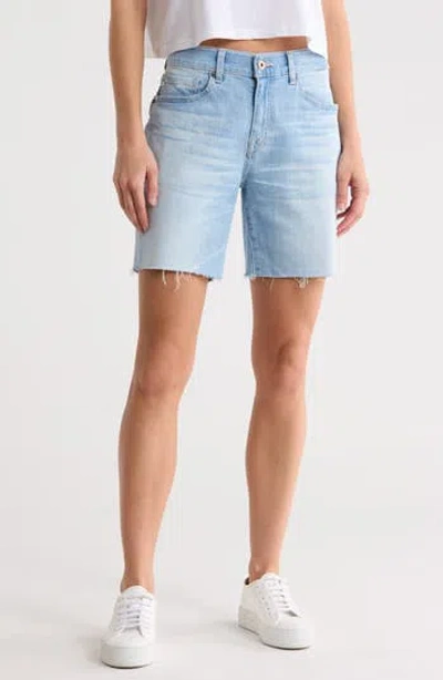 Ag Ex-boyfriend Mid Thigh Denim Shorts In Blue