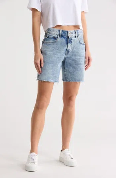 Ag Ex-boyfriend Mid Thigh Denim Shorts In Blue