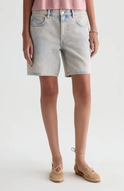 Ag Ex-boyfriend Mid Thigh Denim Shorts In Blue