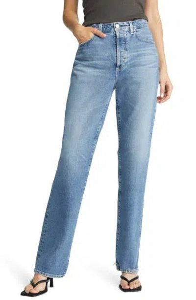 Ag Ezzra High Waist Distressed Straight Leg Jeans In 18 Years Presto