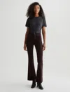 Ag Farrah Velvet Mid-rise Boot Pants In Amaretto Noir In Burgundy