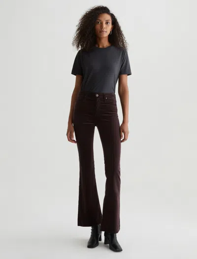 Ag Farrah Velvet Mid-rise Boot Pants In Amaretto Noir In Burgundy
