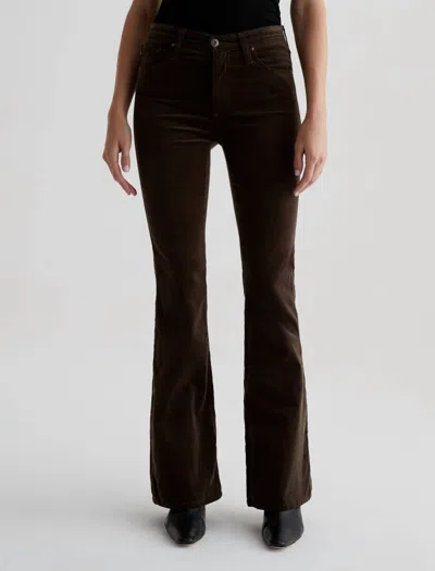 Ag Farrah Boot Velvet Mid-rise Jeans In Rich Umber In Black