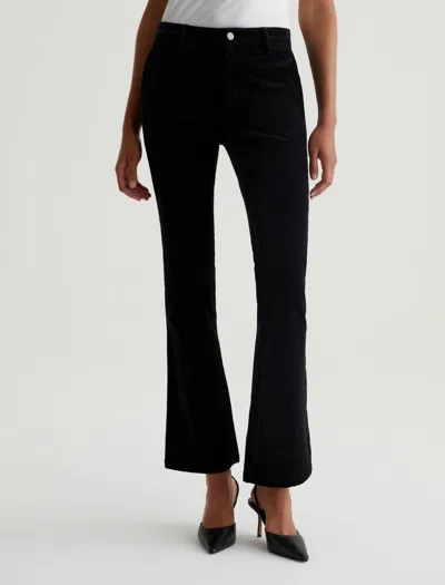 AG FARRAH BOOT VELVET PANT IN SUPER BLACK/WHITE