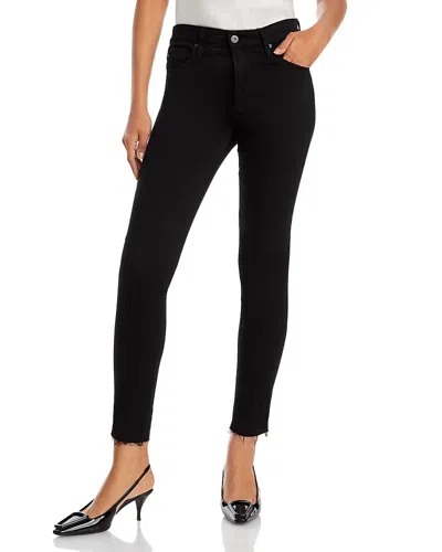 Ag Farrah High Rise Raw Hem Ankle Skinny Jeans In Black Ink