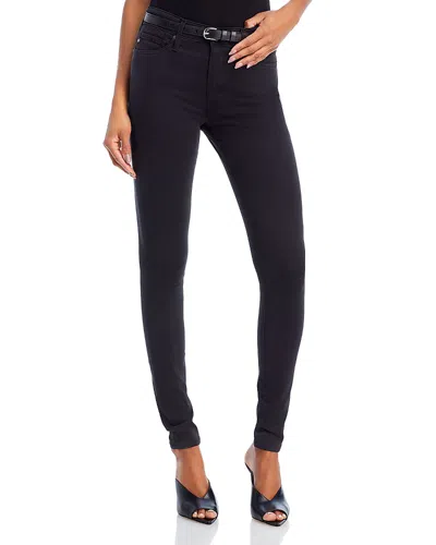 Ag Farrah High-rise Sateen Skinny Jeans In Black In Super Blac