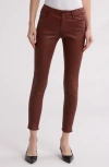 Ag Farrah High Waist Ankle Skinny Jeans In Burgundy