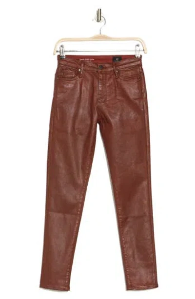 Ag Farrah High Waist Ankle Skinny Jeans In Leatherette Lt Dark Hibiscus
