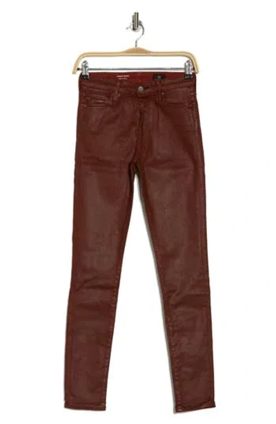 Ag Farrah High Waist Coated Skinny Jeans In Dark Hibiscus