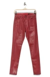 Ag Farrah High Waist Coated Skinny Jeans In Rich Scarlet