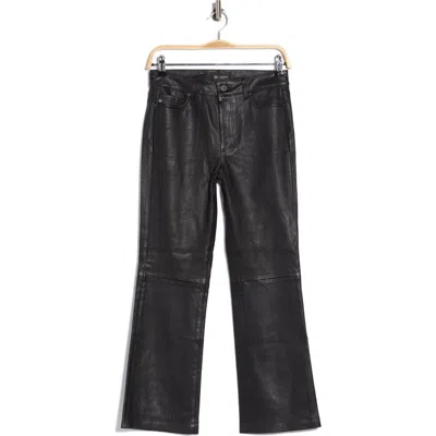 Ag Farrah High Waist Crop Bootcut Leather Jeans In True Black