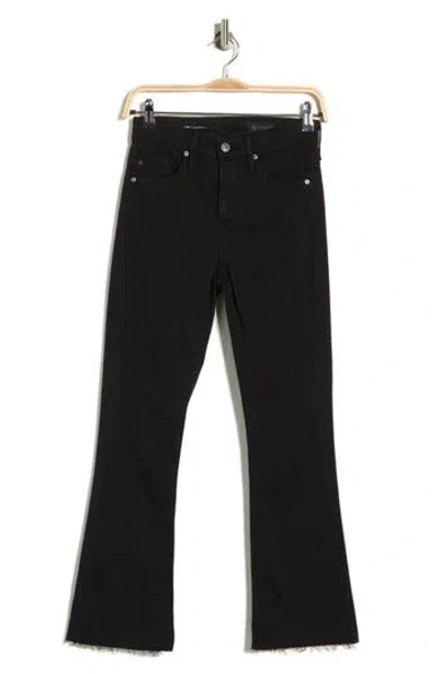Ag Farrah High Waist Raw Hem Crop Bootcut Jeans In Black