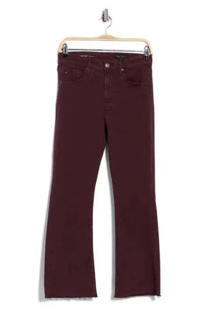 Ag Farrah High Waist Raw Hem Crop Bootcut Jeans In Hi-white Pinot Noir