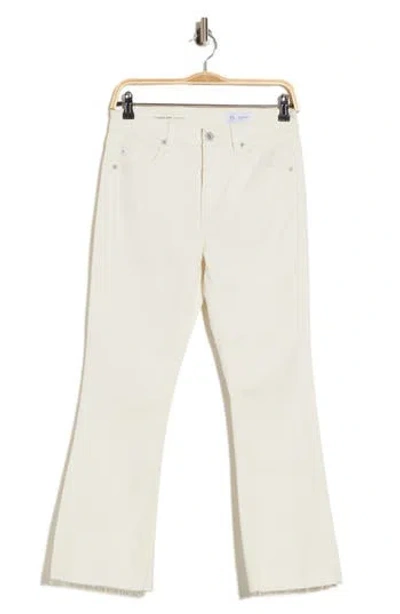 Ag Farrah High Waist Raw Hem Crop Bootcut Jeans In Powder