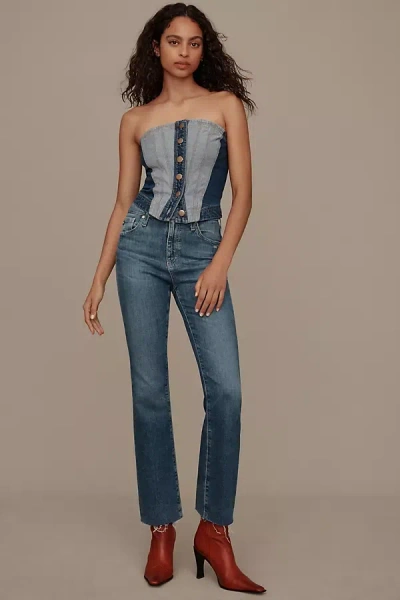 Ag Farrah Mid-rise Crop Bootcut Jeans In Blue