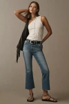 Ag Farrah Mid-rise Cropped Bootcut Jeans In Blue