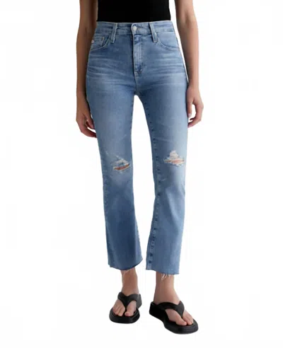Ag Farrah Mid-rise Bootcut Crop Jeans In 20 Years Undertow Destructed In Blue