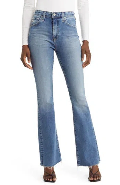 Ag Farrah Raw Hem High Waist Bootcut Jeans In Blue