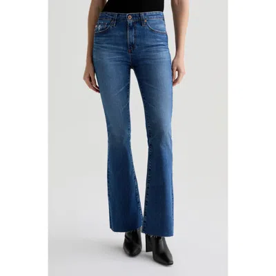 Ag Farrah Raw Hem Mid Rise Bootcut Jeans In Blue