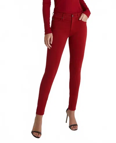 Ag Farrah Skinny Ankle Jeans In Sangria In Red