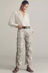 Ag Fiona Camo High-rise Barrel Pants In White