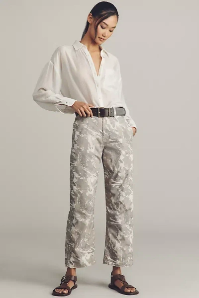 Ag Fiona Camo High-rise Barrel Pants In White