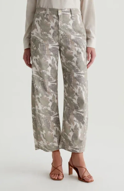 Ag Fiona Camo Print High Waist Barrel Twill Pants In Urban Camo Grey Multi