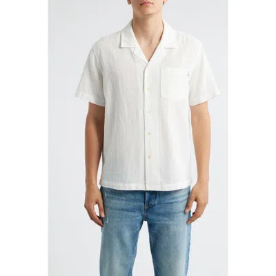Ag Foster Cotton & Linen Blend Camp Shirt In White