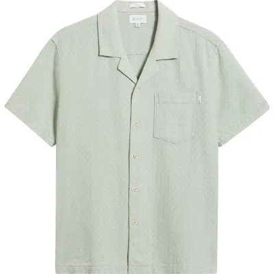 Ag Foster Cotton & Linen Blend Camp Shirt In Green