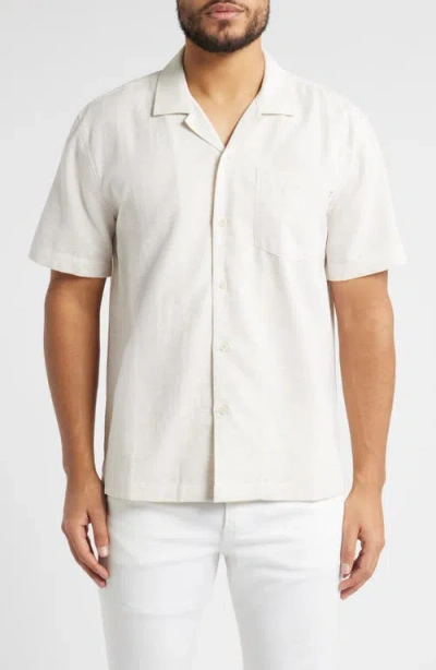Ag Foster Cotton Blend Camp Shirt In Light Oatmeal