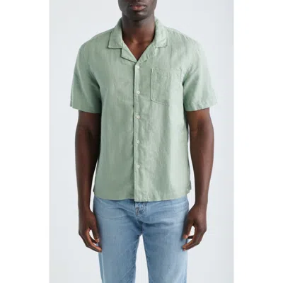 Ag Foster Linen & Cotton Camp Shirt In Green