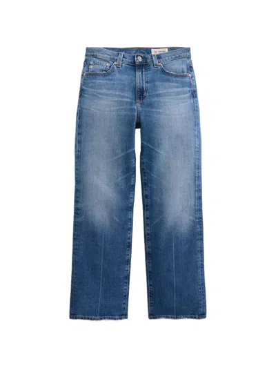Ag Frayed Cropped Jeans In Blue