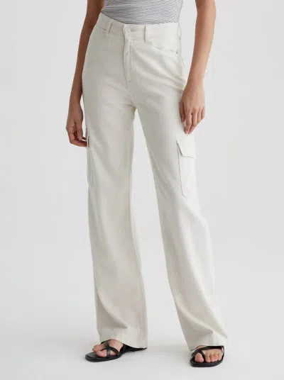 Ag Gatina Wide Leg Cargo Jeans In Opal Stone In White