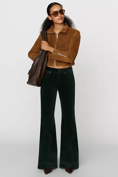 Ag Georgie Velvet Mid Rise Flare Jeans In Green