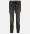 Ag Girlfriend Mid-rise Slim Jeans In Blue