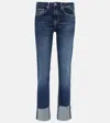Ag Girlfriend Mid-rise Slim Jeans In Blue
