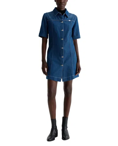 Ag Glenn Shirt Dress In Denim In Blue