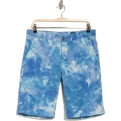 Ag Griffin Geo Print Flat Front Shorts In Abstract Tiedye Night Rain