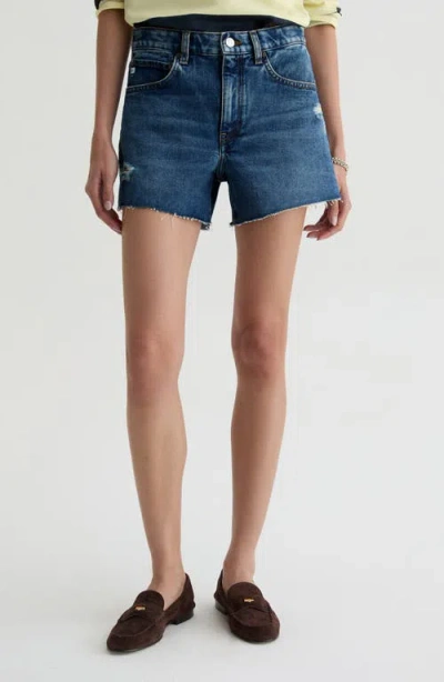 Ag Halle High Waist Cutoff Denim Shorts In Blue