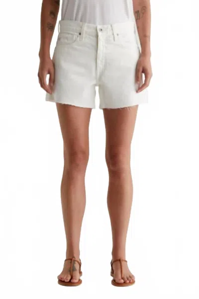 Ag Halle Raw Hem Shorts In Powder Destructed In White