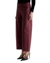 Ag Hattie Coated High Rise Crop Barrel Jeans In Winery In Burgundy