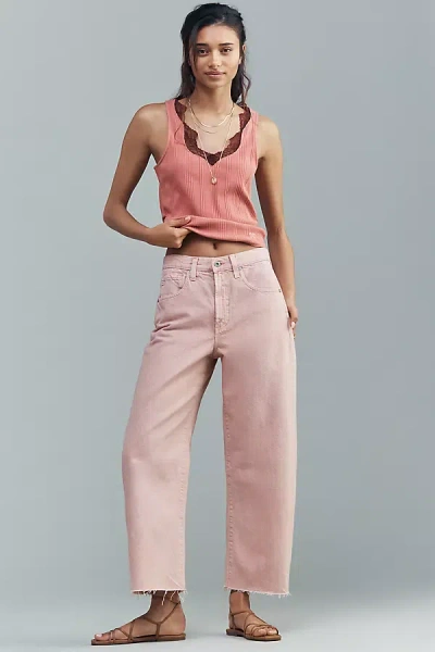 Ag Hattie Cotton Crop High-rise Tapered Jeans In Pink