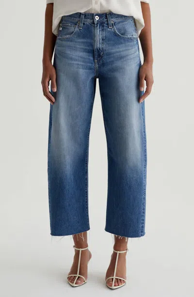 Ag Hattie Crop High-rise Barrel Jeans In Gemini In Multi
