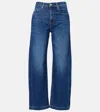 Ag Hattie Crop High-rise Barrel-leg Jeans In Blue