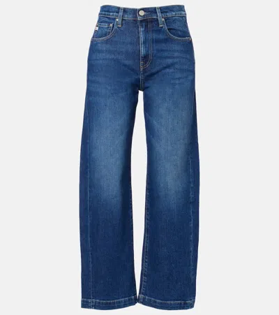 Ag Hattie Crop High-rise Barrel-leg Jeans In Blue